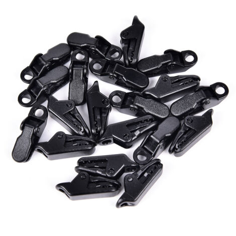 Paquete de 20 pinzas de cocodrilo pequeñas (negras) – Pinzas resistentes para tiendas de campaña, toldos y actividades al aire libre, accesorios de camping.