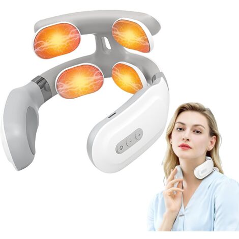 Masajeador de cuello inalámbrico con calefacción, masajeador de cuello portátil, control de voz inteligente, masajeador de cuello y cervical con 4 modos y 16 niveles de intensidad para el hogar, la of (1/5)