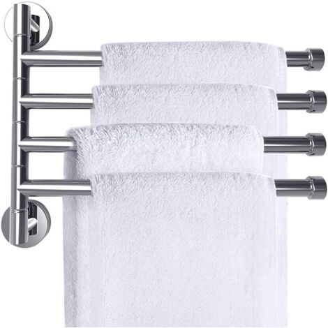 Toallero de pared de 180°, soporte para toallas, barra para toallas de acero inoxidable, barra para toallas cromada (4 brazos) (1/5)