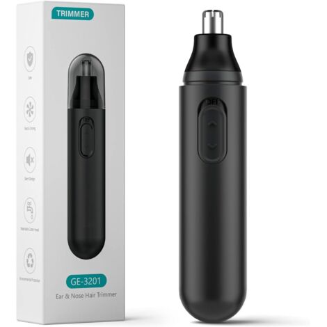 Recortadora de vello nasal: recortadora profesional de vello nasal y de orejas para hombres, con diseño de doble cuchilla antienredos, funciona con pilas, es resistente al agua (IPX7) y lavable, y es (1/5)