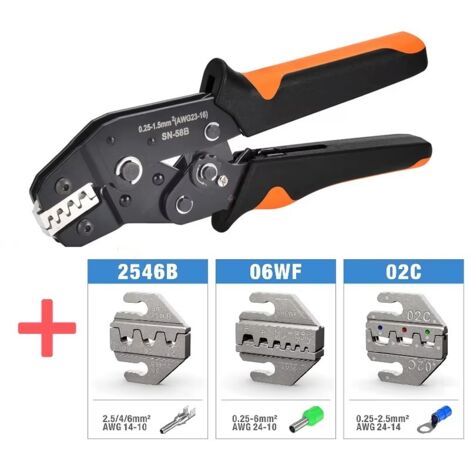 Kit de cambio de mordazas para herramienta de crimpado de trinquete SN-58B, alicates de crimpado para servicio automotriz, con 3 pares de mordazas. (1/5)