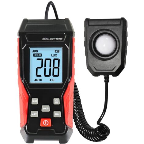 Medidor de luz digital/luxómetro con sensor giratorio de 360 grados, rango de medición de 0 a 200 000, probador de luxómetro (1/5)