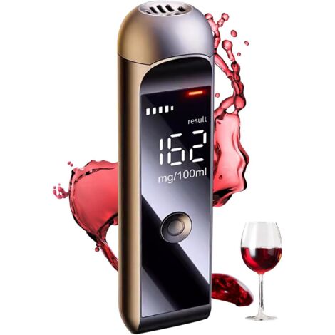 Alcoholímetro electrónico, equipado con un chip ASIC, diseño sin contacto, pantalla LCD, conectividad tipo C y batería de larga duración. (1/5)