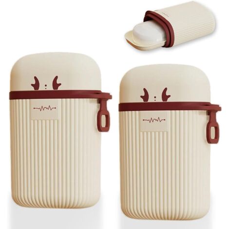 Jabonera de viaje, 2 jaboneras bonitas con tapa, impermeables y portátiles, recipiente de jabón de doble capa para baño, gimnasio, viajes, camping (11,5 x 7 x 4 cm) (1/5)