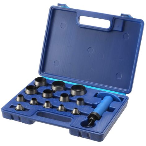 Juego de 14 punzones huecos, cortadores profesionales para cuero de 5 a 35 mm con mango de sujeción para trabajar el cuero, cinturones, juntas de goma y correas de reloj. (1/5)