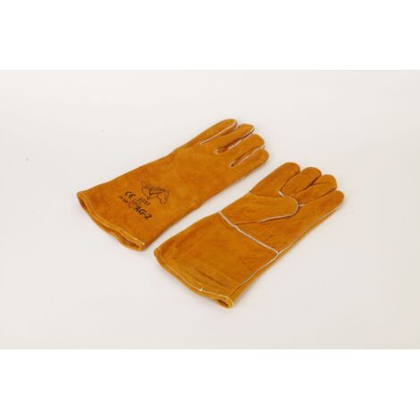 Guantes para soldadura eléctrica, alambre ignífugo, piel de vacuno de primera calidad, guantes reforzados con bálsamo y superficie antideslizante. (1/4)