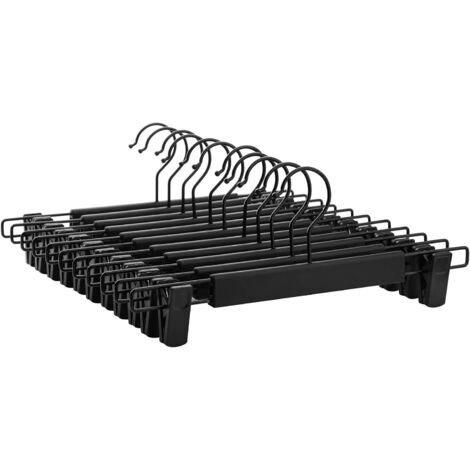 Perchas para pantalones, juego de 12, perchas para ropa, alta capacidad de carga, con pinzas, perchas de plástico de alta calidad para faldas, ahorran espacio, gancho giratorio de 360°, 29 cm de largo (1/5)