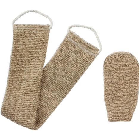Guante exfoliante de yute, cinturón para lavabo, bolsa de jabón exfoliante de yute, guantes naturales para el cabello, accesorios de baño para la espalda, ducha, hombres, mujeres y todo tipo de piel.