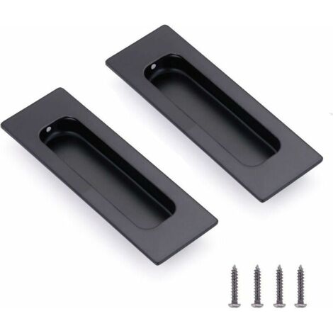 2 tiradores de acero inoxidable con forma de concha, tiradores ocultos para muebles, tiradores para cajones, tirador vintage para puertas correderas, tirador ovalado empotrado con tornillos para armar (1/5)
