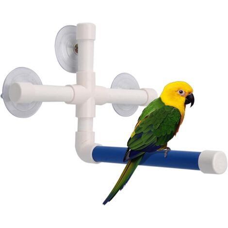 Percha para pájaros con ventosa, tubos de plástico, soportes para loros, accesorios para jaulas, soporte multiusos para cacatúas, guacamayos, loros, periquitos, soporte (1/5)