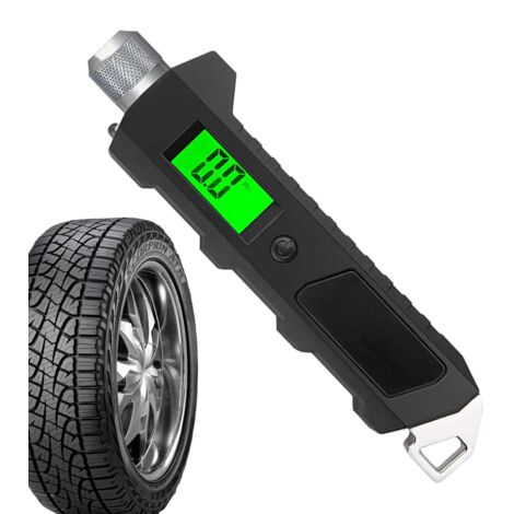 Manómetro digital electrónico para neumáticos, retroiluminado, con mango antideslizante, 16 bares para camiones, coches, motocicletas, mantenimiento, viajes y reparaciones. (1/5)