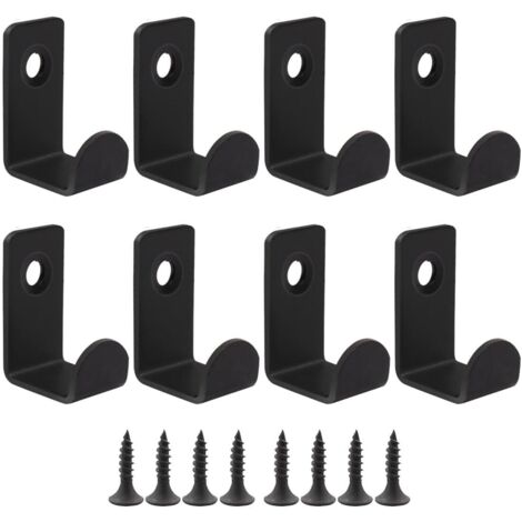 Juego de 8 ganchos de pared metálicos atornillables para dormitorio, baño, sala de estar, perchero, abrigos, toallas, ganchos para ropa (negro) (1/5)