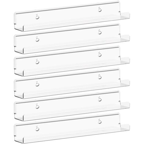 Estantes flotantes para discos de vinilo, juego de 6 estantes de pared de acrílico transparente de 30 cm, decoración para libros/fotos/maquillaje, dormitorio, sala de estar, baño, almacenamiento y org (1/5)