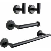 Juego de accesorios de baño de 4 piezas, baño negro mate