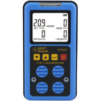 Detector de gas 4 en 1 (CO, H2S, O2, LEL), visual, recargable, medición precisa, pantalla retroiluminada, detector de gas con alarma sonora, visual y vibratoria.