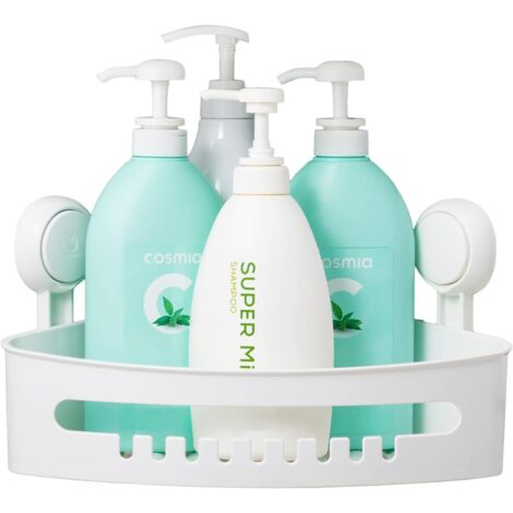 Lntyq Eck-Duschablage mit Saugnapf, Eck-Duschablage, Duschablage zur Wandmontage, Duschhalter, Shampoo-Organizer, weißer Dusch-Saugnapf-Caddy aus Kunststoff für Küche und Bad, abnehmbar ohne Bohren (1/5)