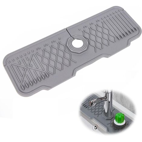 Lntyq Wasserhahnmatte aus Silikon, erweiterter Spritzschutz für den Wasserhahn, verstellbare Abtropfpads für die Spüle zum Schutz von Badezimmer- und Küchenarbeitsplatten vor dem Trocknen (43,3 x 15 c (1/4)