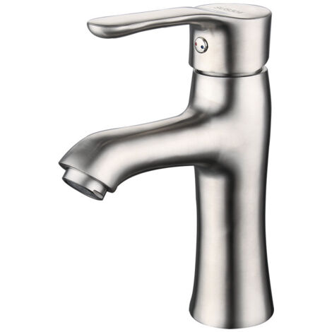 Lntyq Stück gebürsteter Nickel-Waschbeckenhahn, Einlochmontage, Einhebel-Waschtischhahn, Kalt-Warmwasser, RV-Wasserhahn, moderner Badezimmerhahn (1/3)