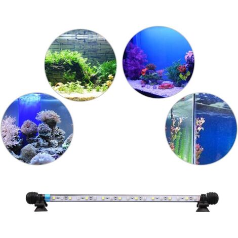 Lntyq LED-Aquarienbeleuchtung, wasserdichte Röhrenlampe, Tauchlampe, energiesparende Aquarium-Dekoration mit Fernbedienung (1,8 x 18 cm, Blau und Weiß) (1/5)