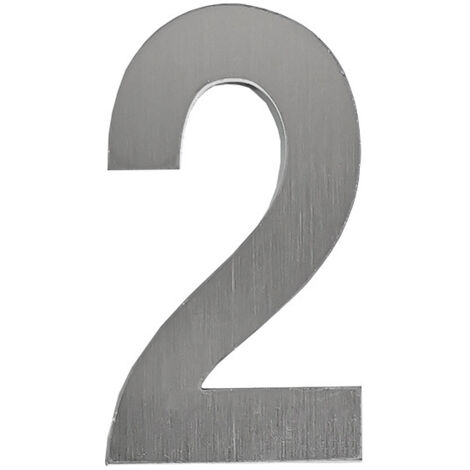 Lntyq Moderne gebürstete Hausnummer für außen, 75 mm, selbstklebende Türnummer aus Edelstahl, Hausnummernschild und Briefkastennummer, Silber (2)
