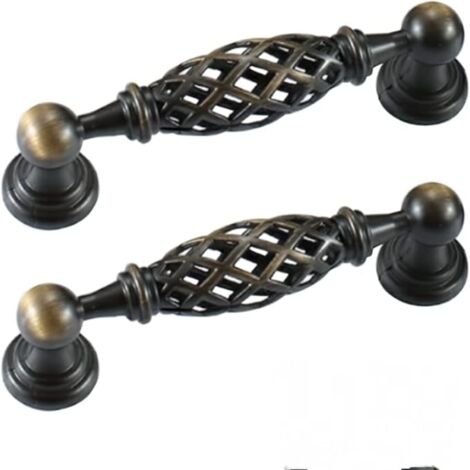 Lntyq Vintage Möbelgriff, 2 Stück, Küchenschrankgriff, antiker Möbelgriff, Türgriff, Schubladengriff für Schubladen, Türschränke, mit Schrauben, Lochabstand 96 mm (1/5)