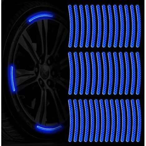 Lntyq 40 Stück reflektierende, kratzfeste Autofelgenaufkleber, Außenzubehör, wasserdichte Nachtsicherheitsaufkleber, universelle Aufkleber für Auto, Motorrad, Fahrrad (blau) (1/5)