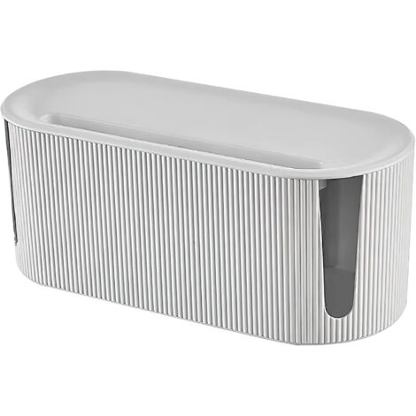 Lntyq Kabel-Organizer-Box mit Deckel – Kabelmanagement aus ABS-Kunststoff – Multifunktionaler Überspannungsschutz – für Steckdosenleistenkabel (weiß) (1/4)