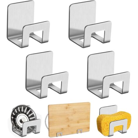 Lntyq Stücke Küchenspüle Schwammhalter, 304 Edelstahl Schwammhalter, Klebender Küchenspüle Schwammhalter Ohne Bohren, Spüle Schwamm Aufbewahrung (Silber)