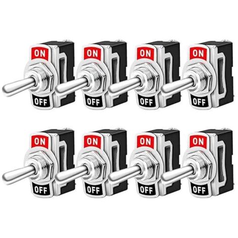 Lntyq 8-teiliger professioneller Auto-Kippschalter, EIN-AUS 2-Positionen 2-poliger SPST-Metall-Kippschalter, für Boot, Auto, LKW –– 10 A 125 VAC / 6 A 250 VAC (1/5)