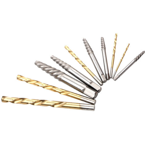 Lntyq 10 Stück Schraubenausdreher und Linkshänder-Bohrer, geschmiedete Titan-Spiralbohrer, Schraubenausdreher, Ausdreher für beschädigte Schrauben, gebrochene Bolzen zum Entfernen abisolierter, beschä (1/3)