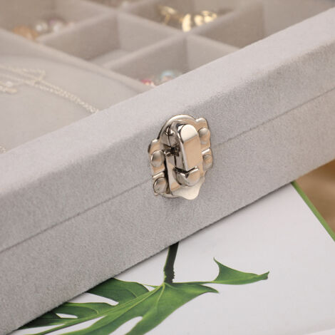 Lntyq Schmuckschatulle aus Samt, graues Schmucketui mit transparentem  Glasdeckel, Schmucketui zur Aufbewahrung von Ringen, Halsketten,  Armbndern, Ohrringen