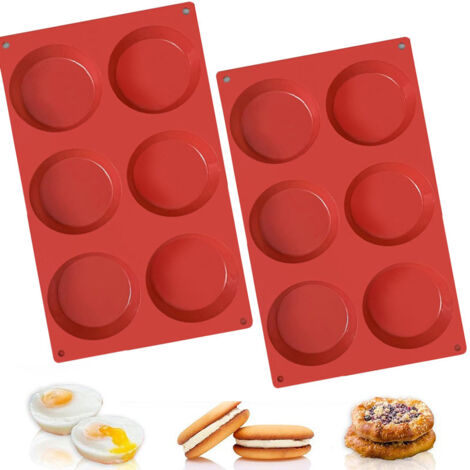Lntyq 2er-Set Burger-Bun-Formen, Silikon-Brioche-Formen für Hamburger in Form einer kleinen Scheibe von 29,8 x 17 x 1,8 cm (1/5)