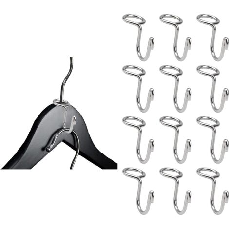Lntyq 12er-Pack Kleiderbügelhaken aus Edelstahl, stabile Kleiderbügel aus silbernem Metall, Mini-Kaskadenhaken, geeignet für die Schrankorganisation und -aufbewahrung (1/5)