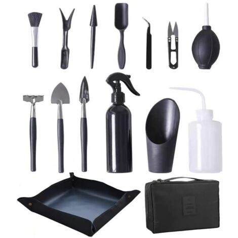 Lntyq 15-teiliges tragbares Pflanzen-Terrarium-Set, wiederverwendbares Bonsai-Pflegeset, Mini-Rostfreie Gartengeräte, leicht zu reinigen für Heimwerker-Gartenliebhaber, die Blumen und Bonsai pflanzen