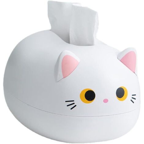 Lntyq Niedlicher Taschentuchbox-Halter, Taschentuchbox mit Cartoon-Katze, Aufbewahrungsbox für Papierservietten für den Schreibtisch, Papierbehälter, Heimdekoration (1/5)