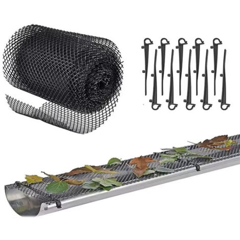 Lntyq 4x Dachrinnenschutzgitter mit 40 Befestigungsclips, 16cm×6m
