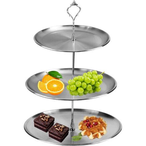 Lntyq Tortenständer mit 3 Etagen, Edelstahl-Tortenständer für Geburtstage, Hochzeiten, Babypartys, für die Präsentation von Cupcakes, Süßigkeiten, Donuts und Desserts (1/5)