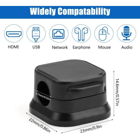 aceyoon 12 stuks magnetische kabelclips, kabelorganizer voor bureau, kabelmanagement voor nachtkastje, oplaadkabel, HDMI, USB, audiokabel (7 mm, zwart