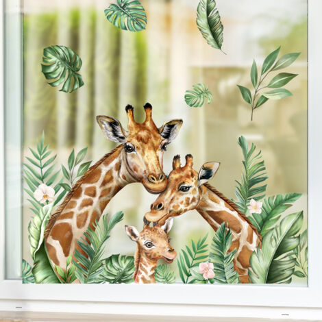 Lntyq Wandaufkleber Giraffe Wandaufkleber Tiere Dschungel Dekoaufkleber Kinderzimmer Baby Wohnzimmer Deko (1/5)
