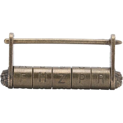 Lntyq Bronzenes Passwortschloss, Vintage-Vorhängeschloss mit Buchstaben und englischen Wörtern, Passwort-Vorhängeschloss für antike Holzkisten, Schmuckkästen und Schränke (1/5)
