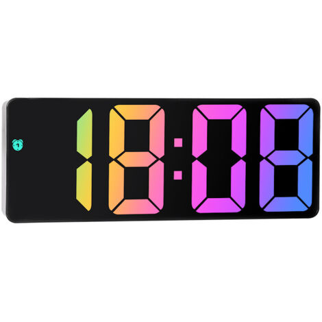 Lntyq Digitaler Morgenwecker mit Schlummerfunktion, mit LED-Bildschirm zeigt Temperatur und Datum an, USB-/Batteriebetrieb, weißes Gehäuse und bunte Zahlen (1/4)