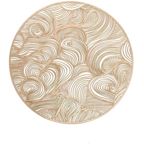 Lntyq 6er-Set runder Tischsets in Gold, hohle Tischsets, goldene Tischsets aus PVC, hitzebeständige rutschfeste Tischsets für Hochzeiten, waschbare Tischsets, 38 cm