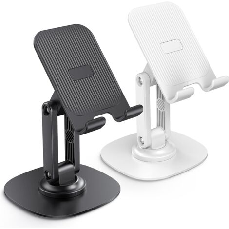 Lntyq 2-teiliger Telefonhalter, verstellbarer Telefonhalter für den Schreibtisch, 360° drehbarer und faltbarer Handyhalter, kompatibel mit allen Smartphones, Schwarz und Weiß (1/5)