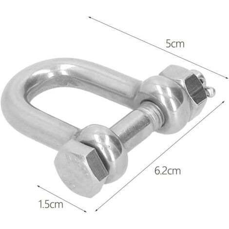 Produktbild von 8x M10 D-Schäkel Aus Edelstahl – Für Ketten, Seile, Hebezeug, Bis 320 Kg, Silber, Mit Gewindebolzen