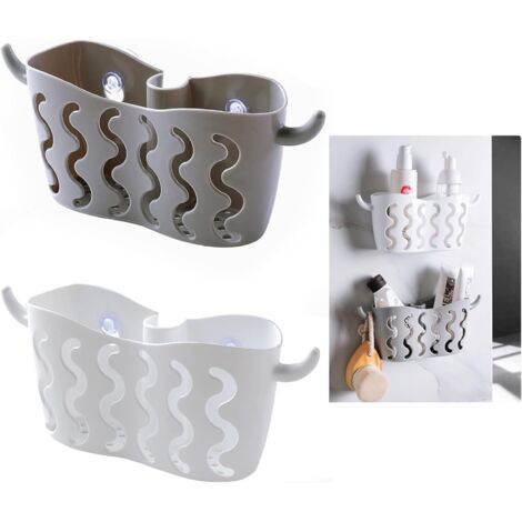Lntyq Abflussregal, Wasserhahn-Korb, Sieb – 2 Stück, Hängeregal, Abfluss, Spüle, Tür, Lebensmittel, Schwamm, Bürste, Sieb, Aufbewahrung, Organizer, Badezimmerregal, Küche, Aufbewahrungskorb (1/5)