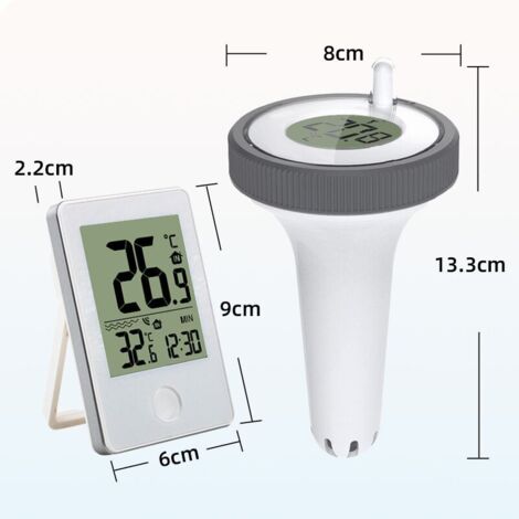 Thermomètre Piscine Flottant Sans Fil HJRUIUA - Température Eau Et Intérieur Avec Récepteur LCD, Pour Piscine, Spa Et Aquarium