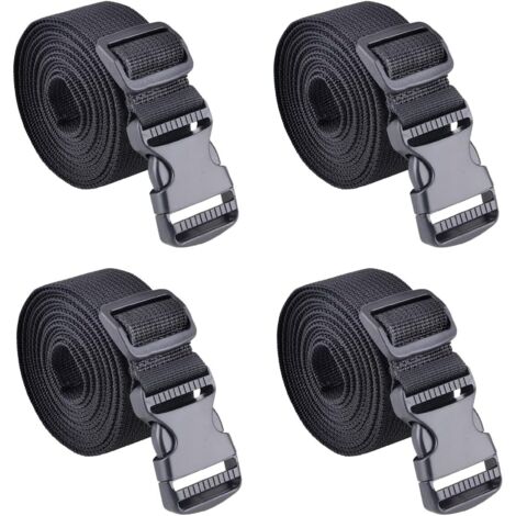 Lntyq 4er-Pack 25 mm Kunststoff-Ratschengurte mit Schnellverschluss für Gepäck und Mobiltelefone (Schwarz, 25 mm, 1 m) (1/5)