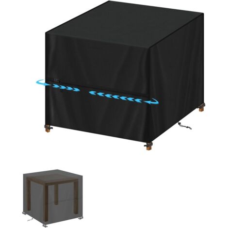 Lntyq Housse Salon de Jardin Exterieur, 420D Oxford Tissu Anti-UV Imperméable RéSistance au Vent Indéchirable, pour Ensembles de Table et Canapé avec,Black, 70x70x70cm