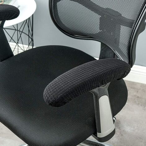 Votvlog 1 Paire Housse D'Accoudoir Chaise Bureau - Protection Extensible Lavable Soulage Coudes (Noir)