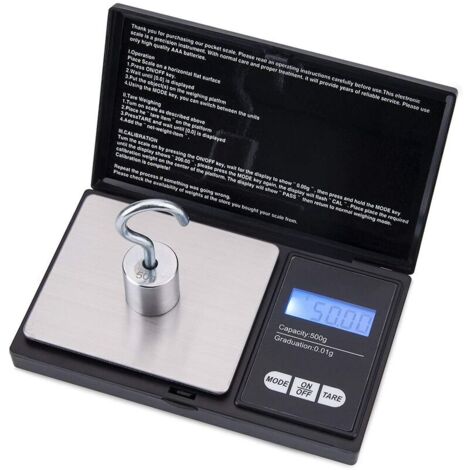 Lntyq Schmuckwaage, mindestens 0,01 g, maximal 500 g, LCD-Digitalanzeige, professionell, tragbar, schwarz (1/5)
